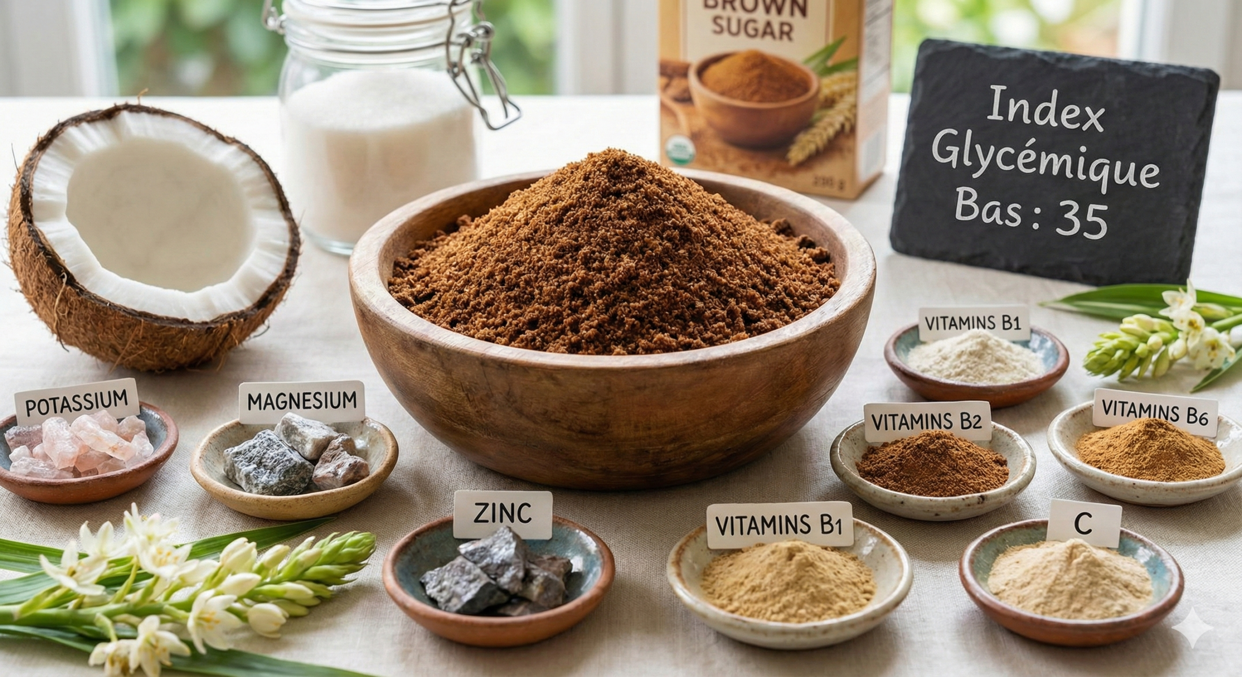 Sucre de coco bio - Alternative naturelle pour professionnels Sucre de fleur de coco bio B2B - Alternative naturelle faible indice glycémique pour industrie alimentaire